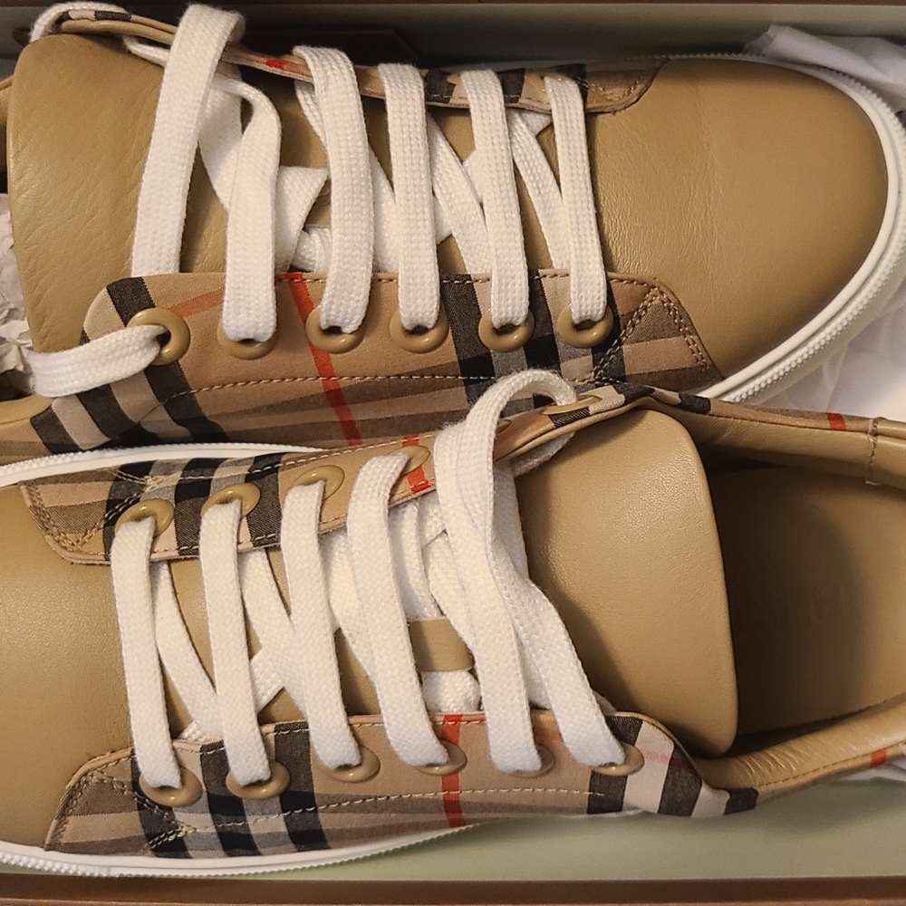 Burberry Tan Checkered Men's Sneakers
